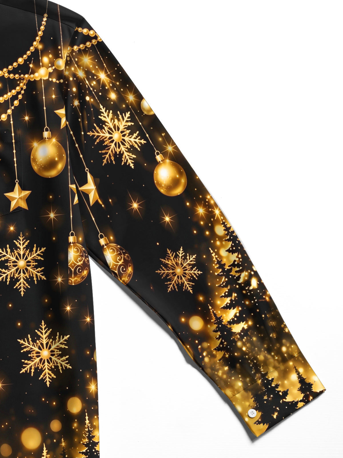 Oceanlyte Men's Christmas Snowflakes And Ornaments Print Long Sleeve Shirt with Chest Pocket