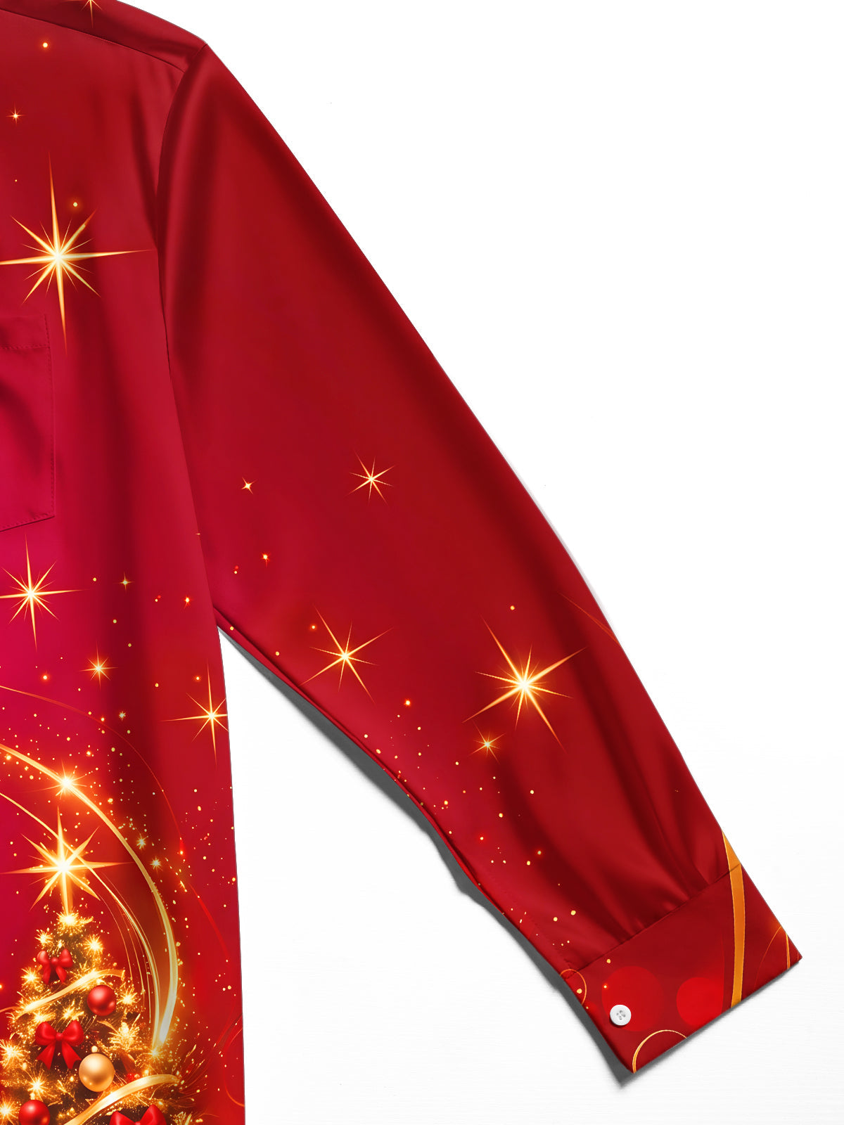 Oceanlyte Men's Printed Christmas Tree And Ornaments Print Long Sleeve Shirt with Chest Pocket