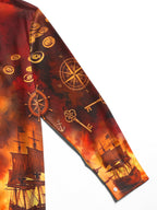 Oceanlyte Men's Printed Pirate Ships And Treasure Print Long Sleeve Shirt with Chest Pocket