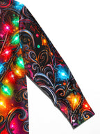 Oceanlyte Men's Christmas Light String And Swirls Print Long Sleeve Shirt with Chest Pocket
