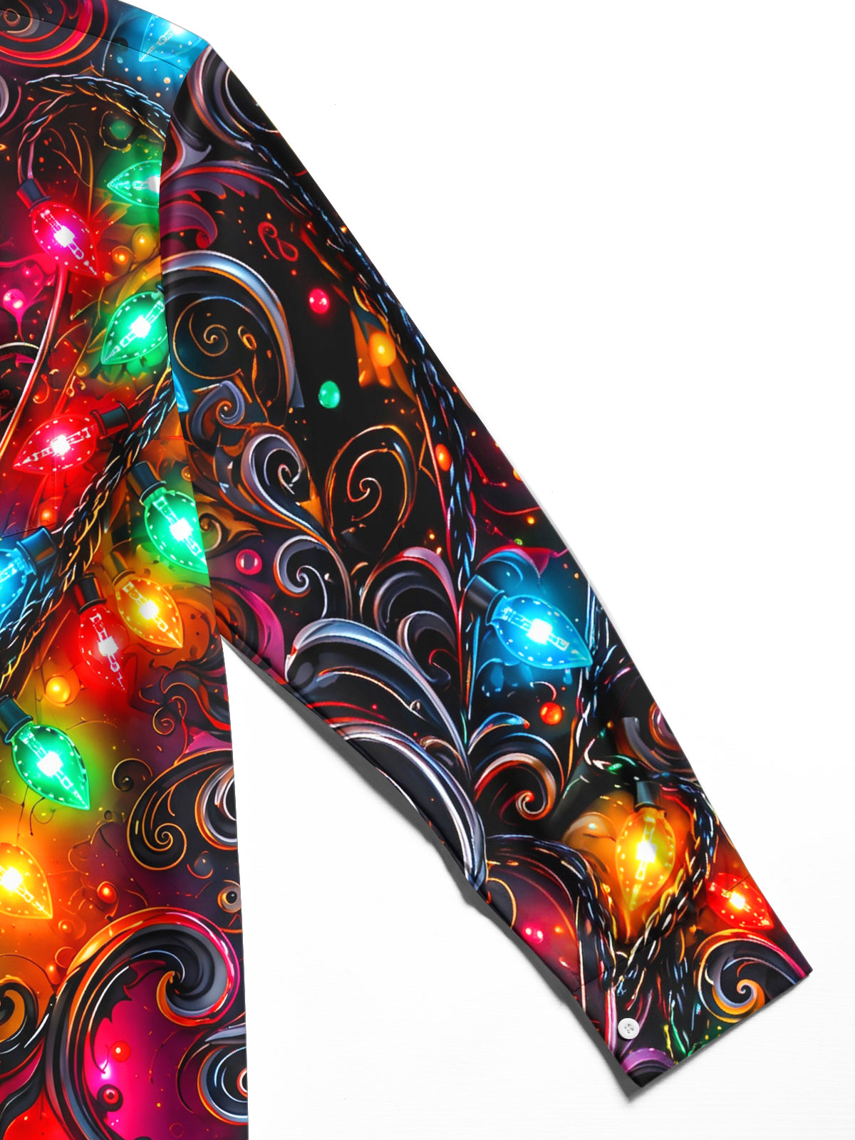Oceanlyte Men's Christmas Light String And Swirls Print Long Sleeve Shirt with Chest Pocket