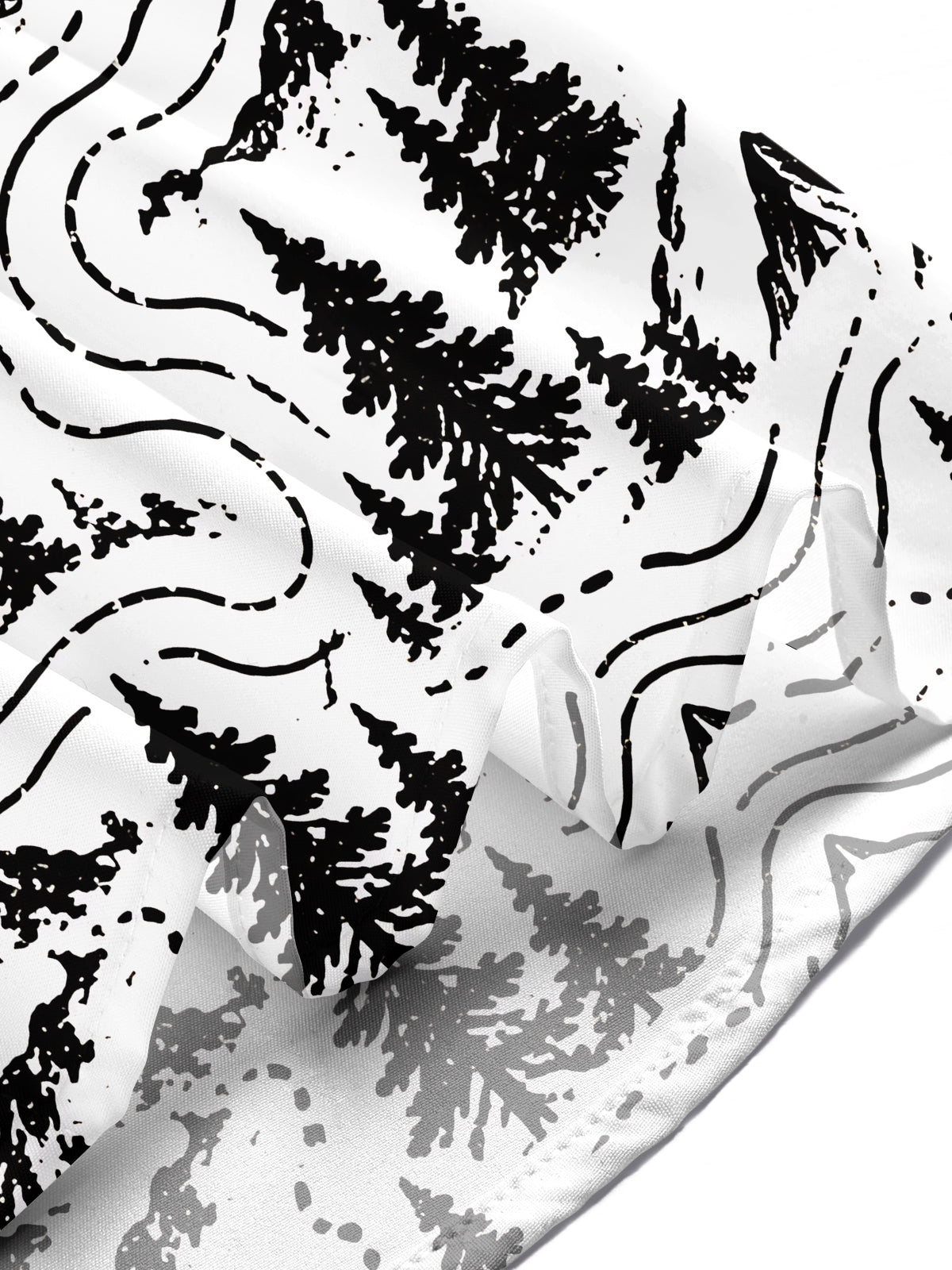Oceanlyte Men's Short Sleeve Shirt - Mountain Landscape With Pine Trees And Topographic Lines Print with Chest Pocket