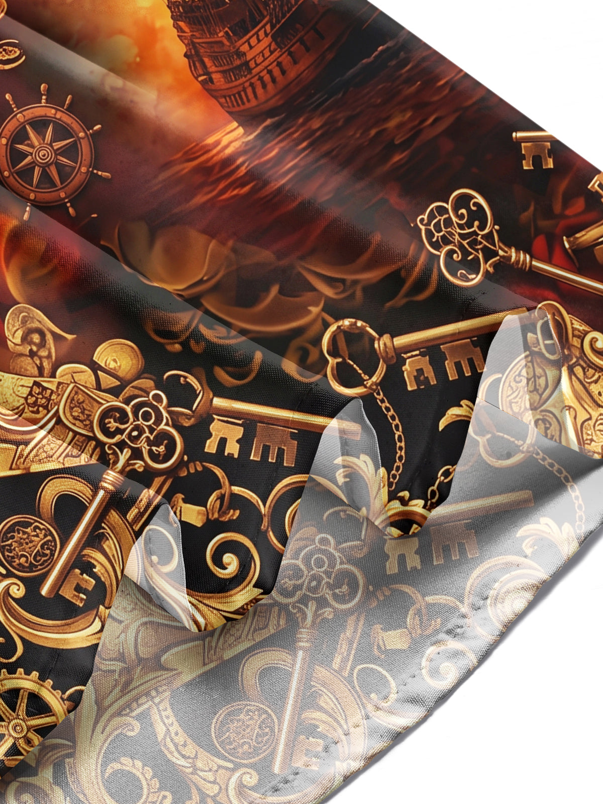 Oceanlyte Men's Printed Pirate Ships And Treasure Print Long Sleeve Shirt with Chest Pocket