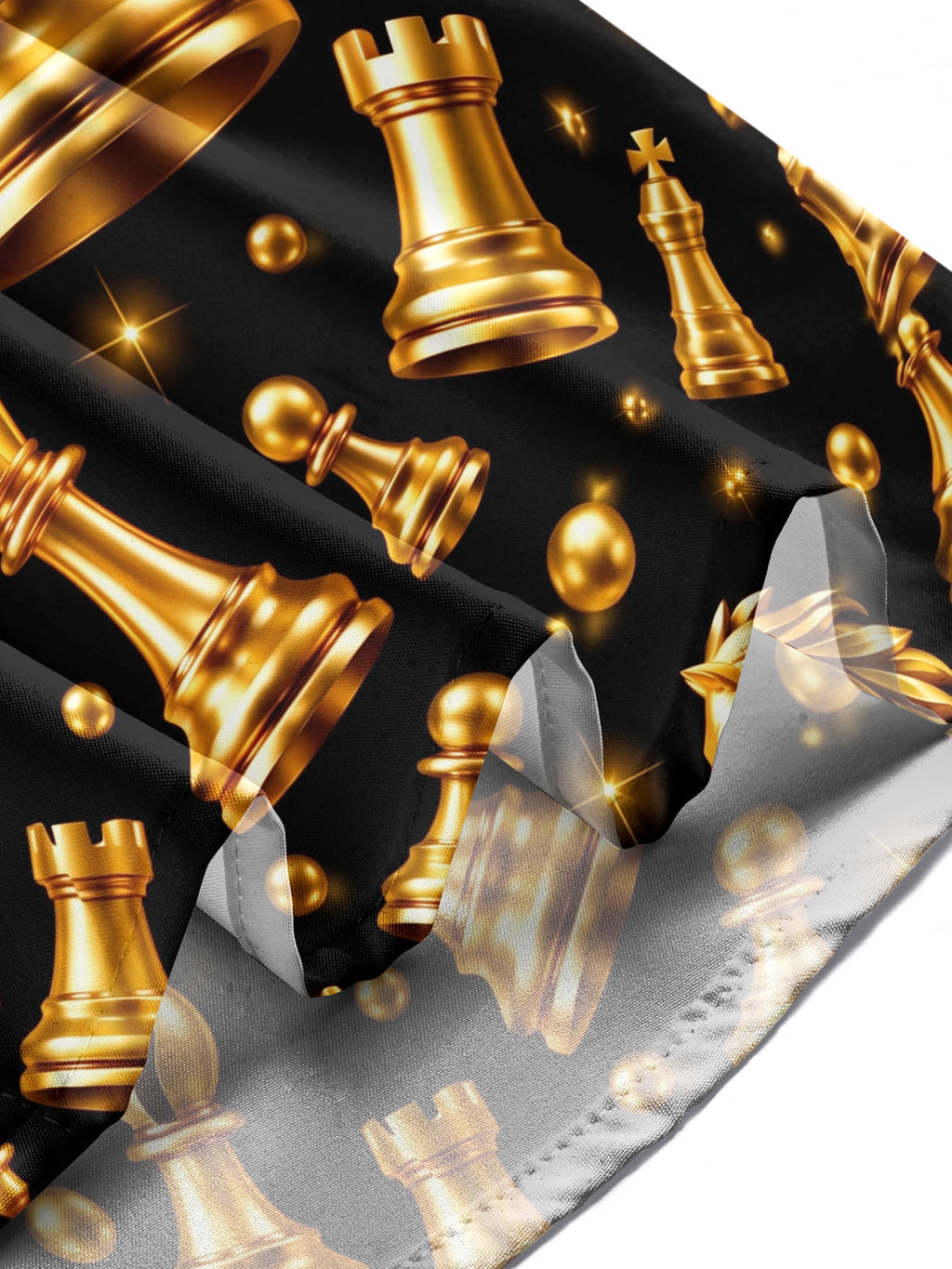 Oceanlyte Men's Patterned Gold Chess Pieces Print Long Sleeve Shirt with Chest Pocket