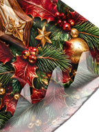 Oceanlyte Men's Long Sleeve Shirt - Christmas 3D Cross With Holly Leaves And Berries Print with Chest Pocket