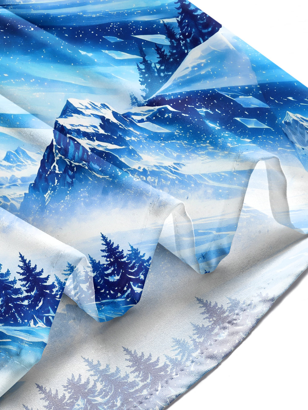 Oceanlyte Men's Printed Snowy Mountains And Pine Forest Print Long Sleeve Shirt with Chest Pocket
