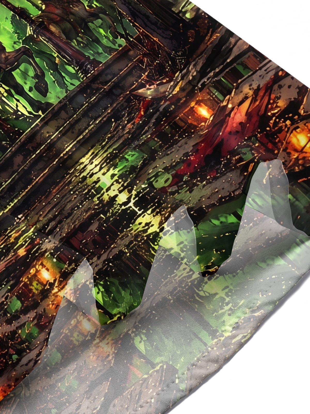 Oceanlyte Men's Short Sleeve Shirt - Dark Carousel Horses And Glowing Lanterns Print with Chest Pocket