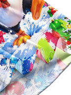 Oceanlyte Men's Long Sleeve Shirt - Christmas Penguin With Santa Hat And Sunglasses Print with Chest Pocket