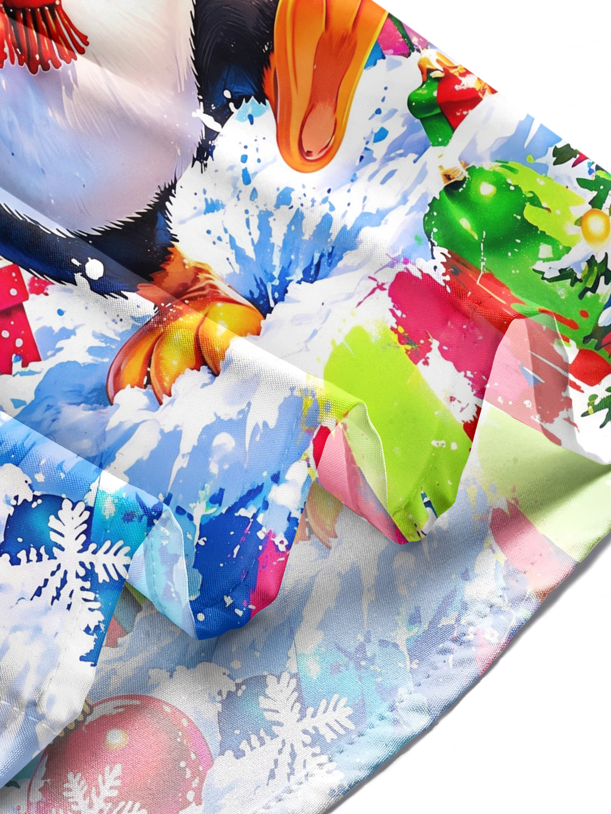 Oceanlyte Men's Long Sleeve Shirt - Christmas Penguin With Santa Hat And Sunglasses Print with Chest Pocket