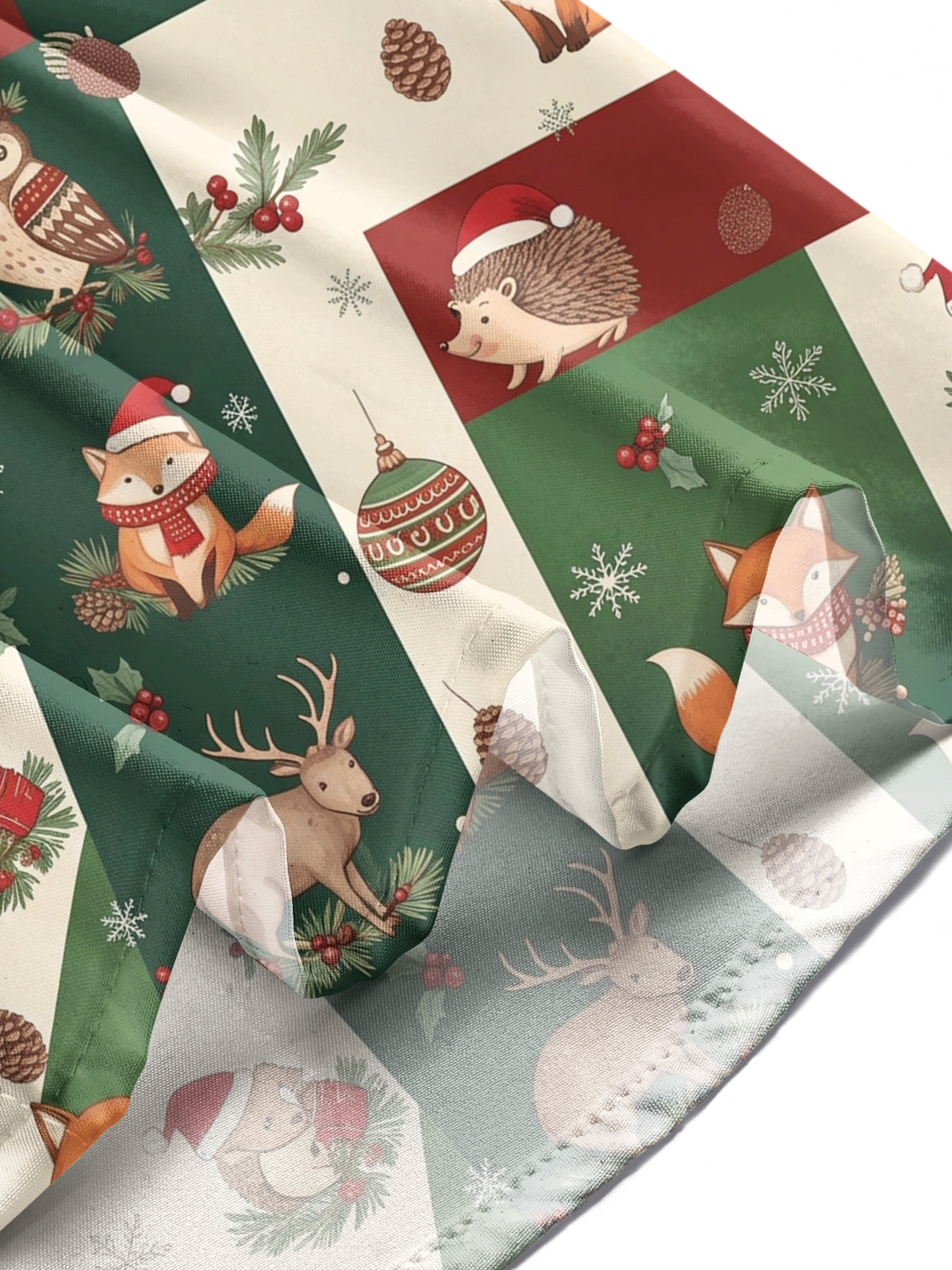 Oceanlyte Men's Forest Animals And Christmas Ornaments Print Long Sleeve Shirt with Chest Pocket