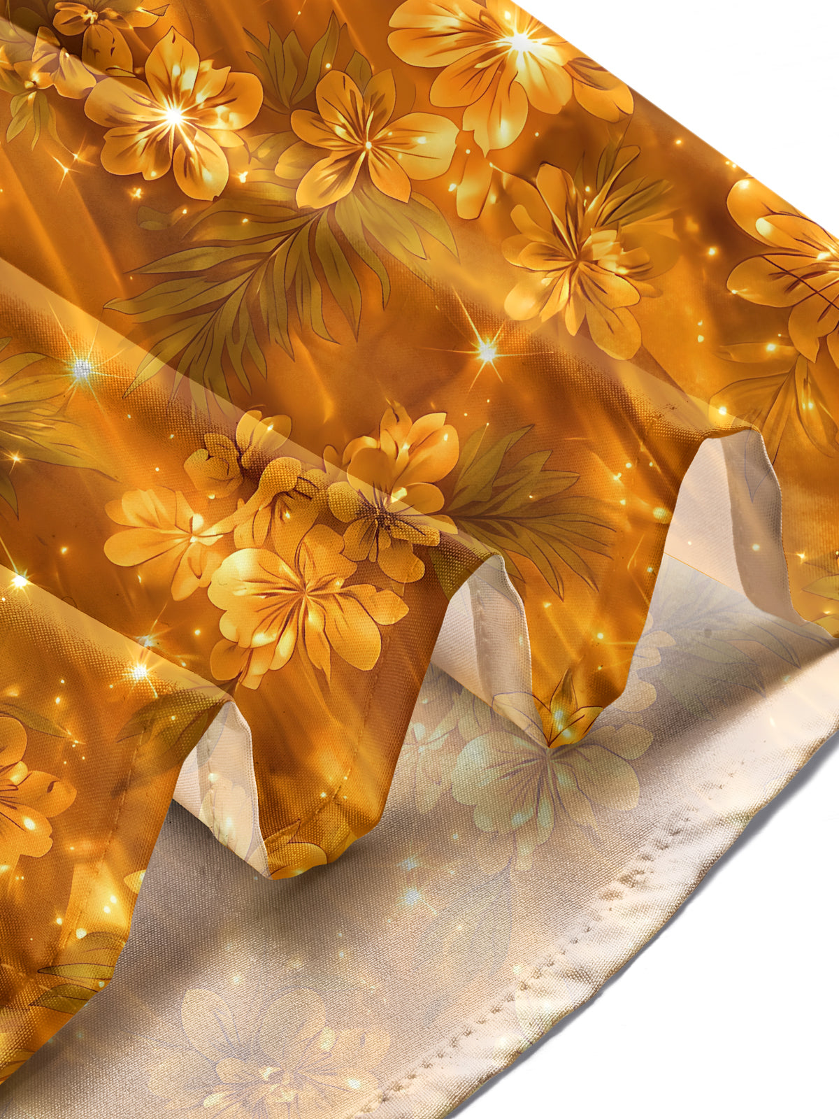 Oceanlyte Men's Golden Floral Leaves And Sparkles Print Long Sleeve Shirt with Chest Pocket