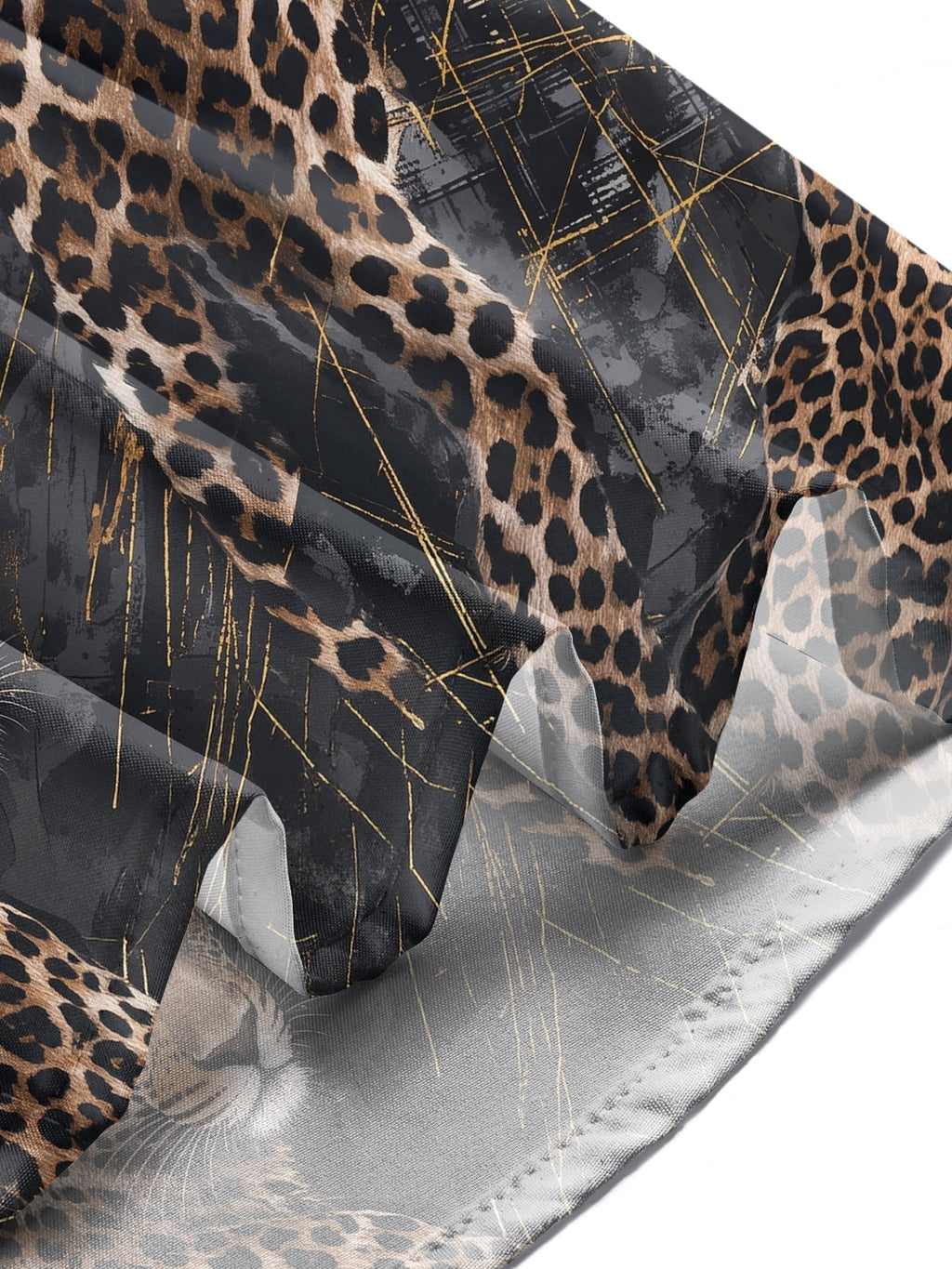 Oceanlyte Men's Printed Leopard Animal Print With Gold Accents Long Sleeve Shirt with Chest Pocket
