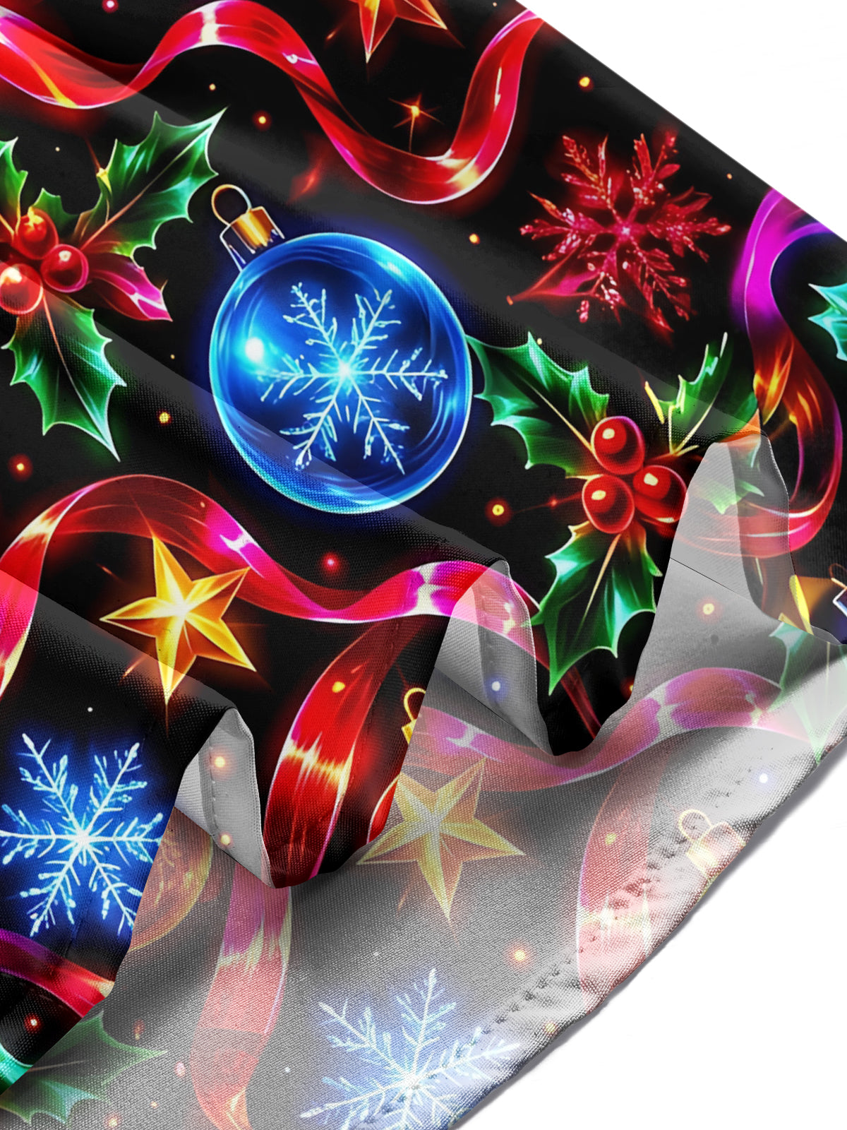 Oceanlyte Men's Graphic Christmas Ornaments And Holly Print Long Sleeve Shirt with Chest Pocket