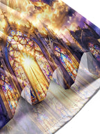 Oceanlyte Men's Long Sleeve Shirt - Christmas Trumpeter Angel And Gothic Cathedral Print with Chest Pocket