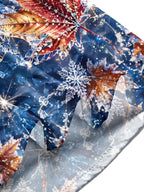 Oceanlyte Men's Printed Maple Leaves And Snowflakes Print Long Sleeve Shirt with Chest Pocket