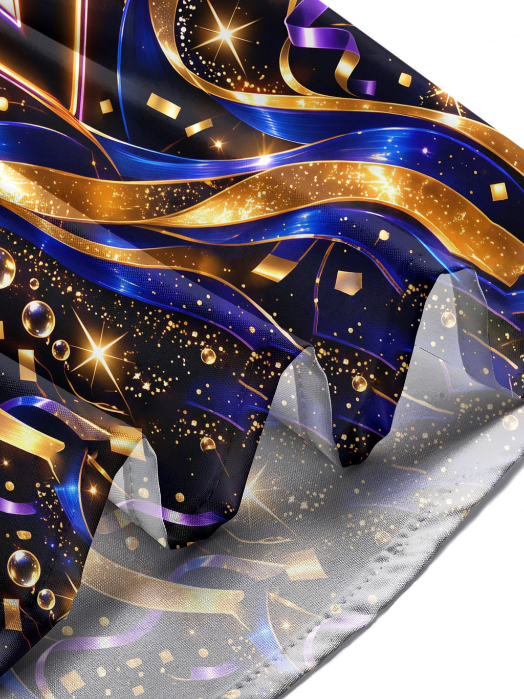 Oceanlyte Men's Long Sleeve Shirt - Gold And Blue Ribbons With Sparkles And Bubbles Print with Chest Pocket