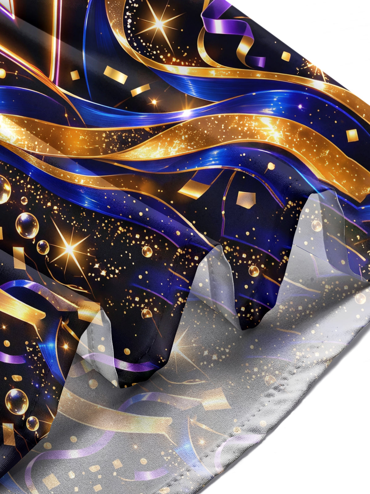 Oceanlyte Men's Long Sleeve Shirt - Gold And Blue Ribbons With Sparkles And Bubbles Print with Chest Pocket