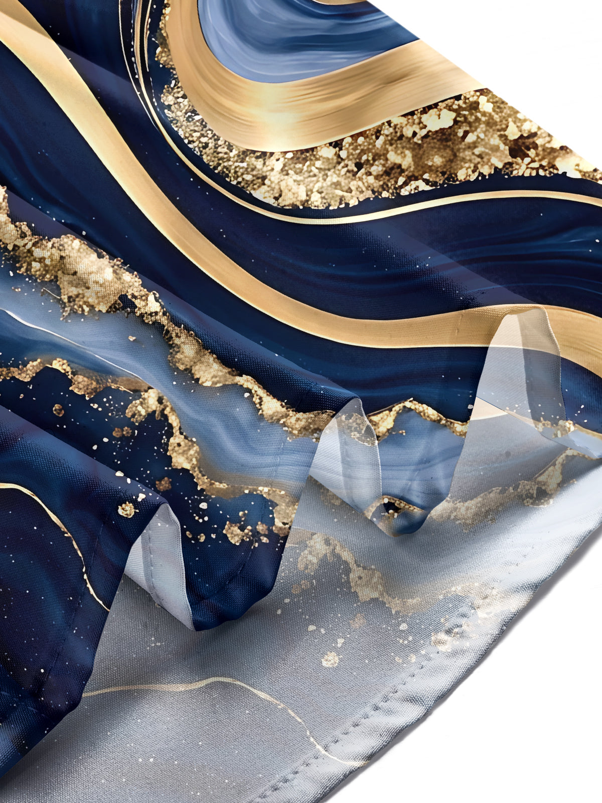 Oceanlyte Men's Abstract Gold And Blue Marble Waves Print Long Sleeve Shirt with Chest Pocket