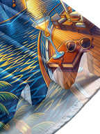 Oceanlyte Men's Cruise Ship And Palm Trees Print Long Sleeve Stand Collar Shirt