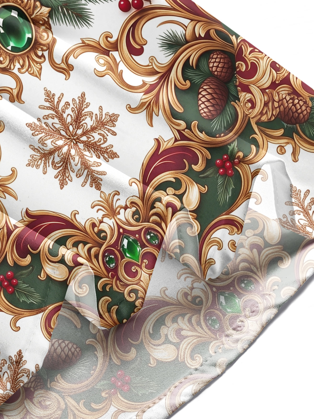 Oceanlyte Men's Crowned Lion And Christmas Wreath Print Long Sleeve Shirt with Chest Pocket