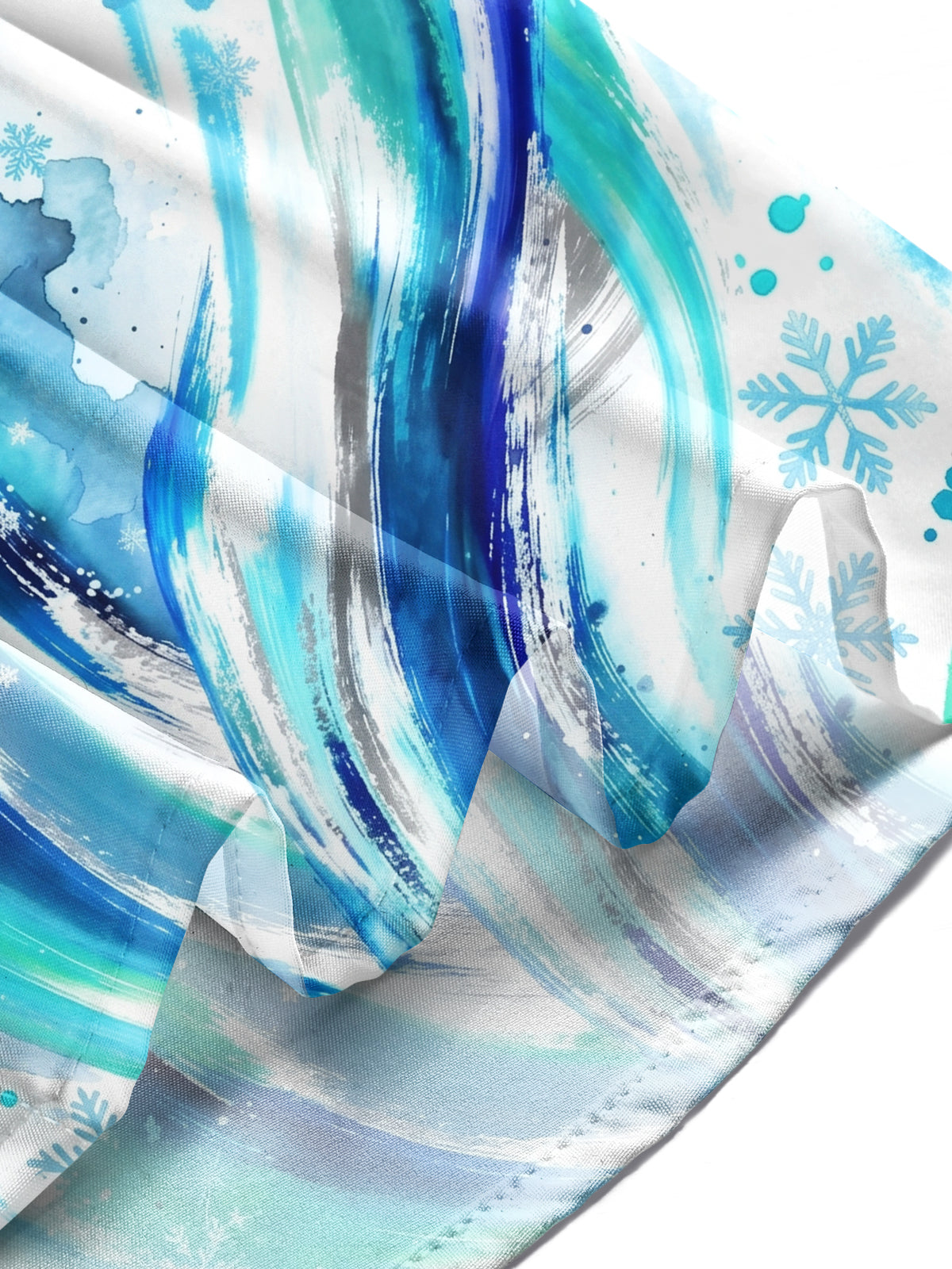 Oceanlyte Men's Abstract Watercolor Waves And Snowflakes Print Long Sleeve Shirt with Chest Pocket