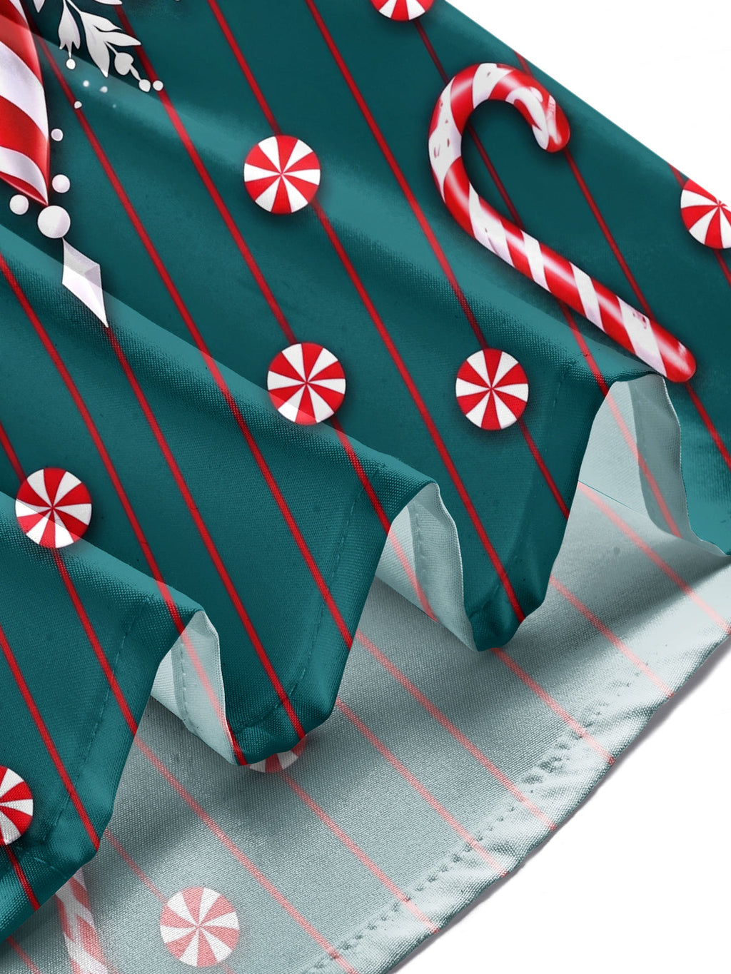 Oceanlyte Men's Long Sleeve Shirt - Christmas Candy Cane And Peppermint Snowflake Print with Chest Pocket