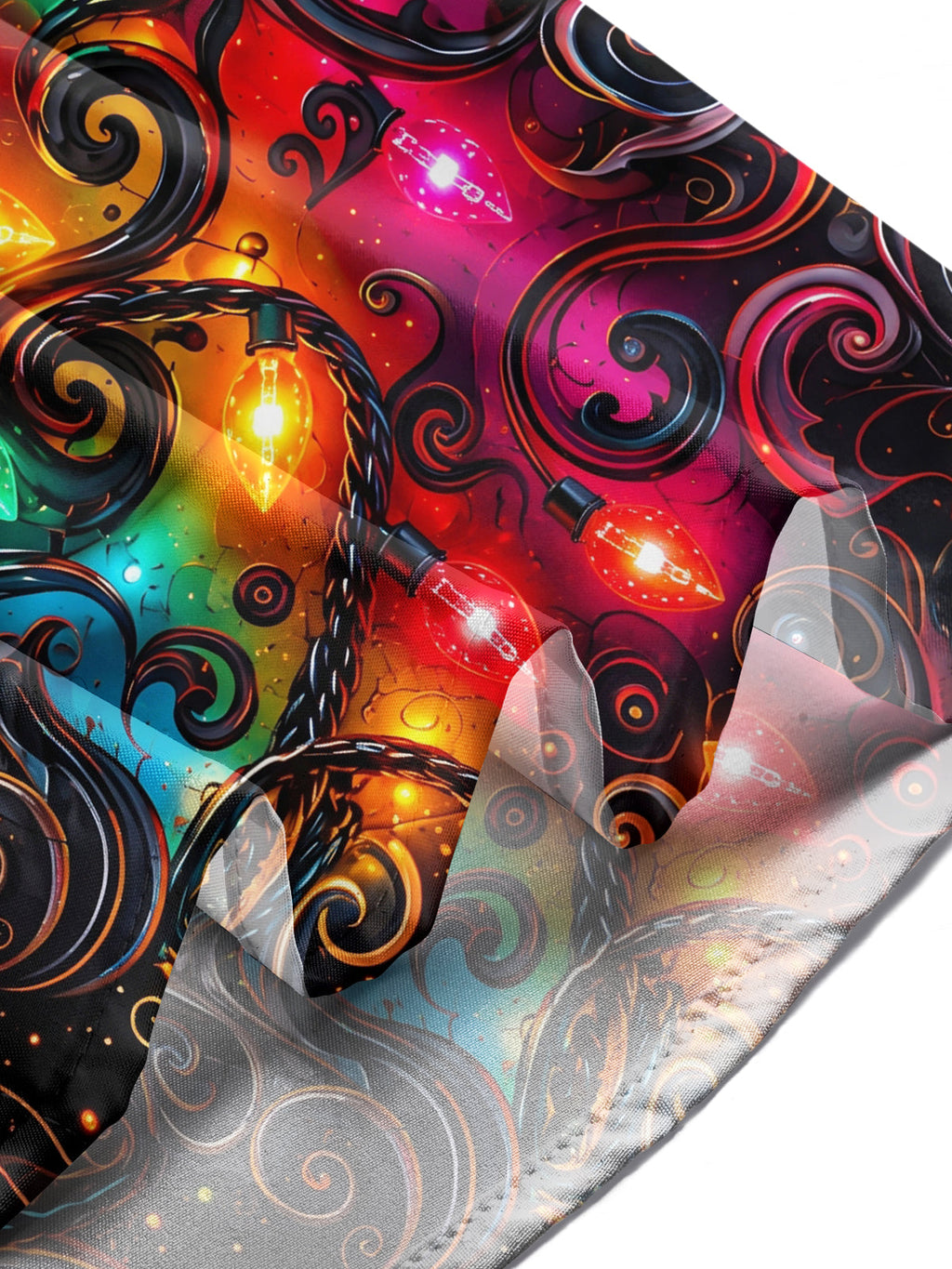 Oceanlyte Men's Christmas Light String And Swirls Print Long Sleeve Shirt with Chest Pocket