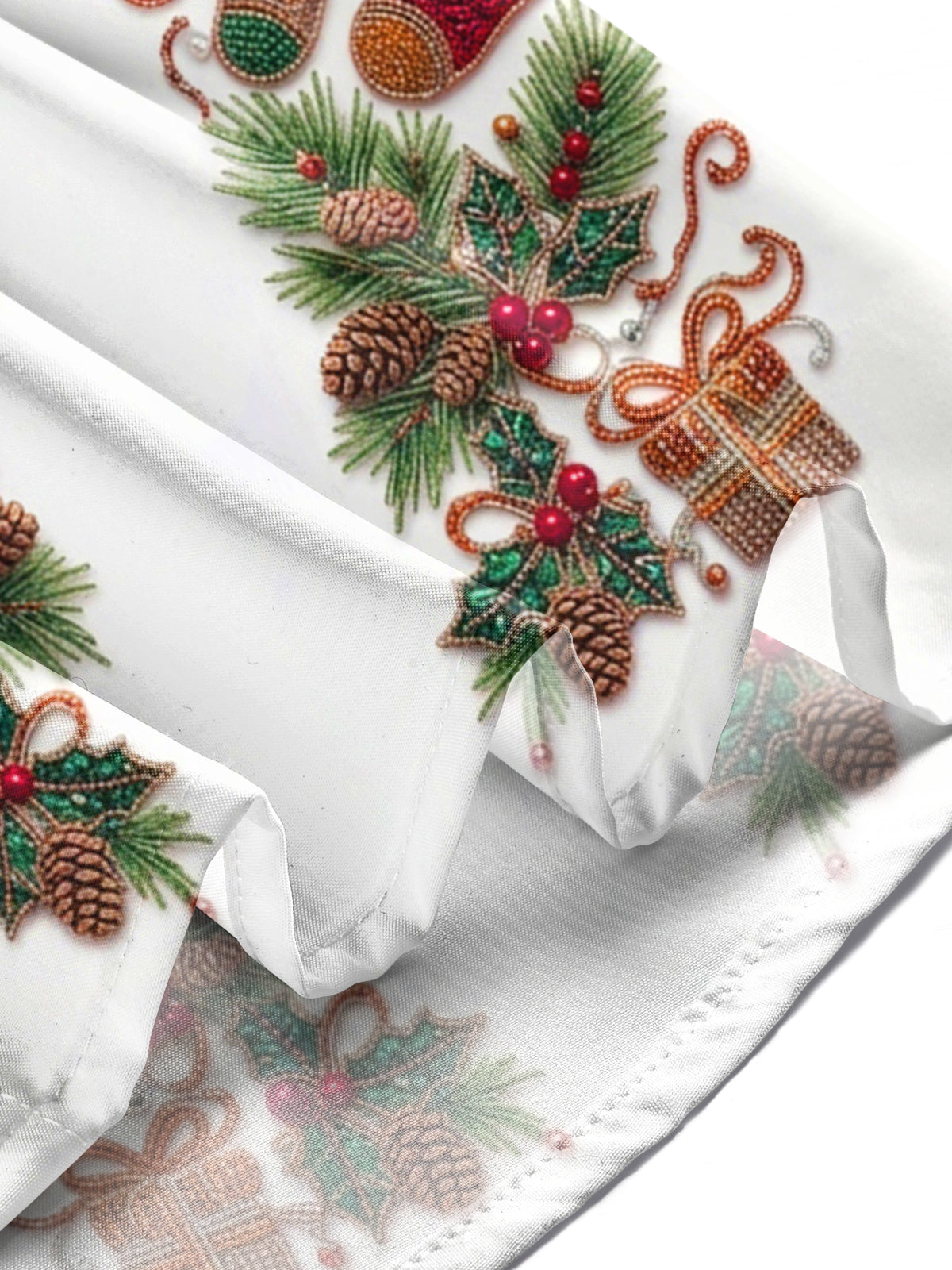 Oceanlyte Men's Christmas Stockings And Ornaments Print Long Sleeve Shirt with Chest Pocket