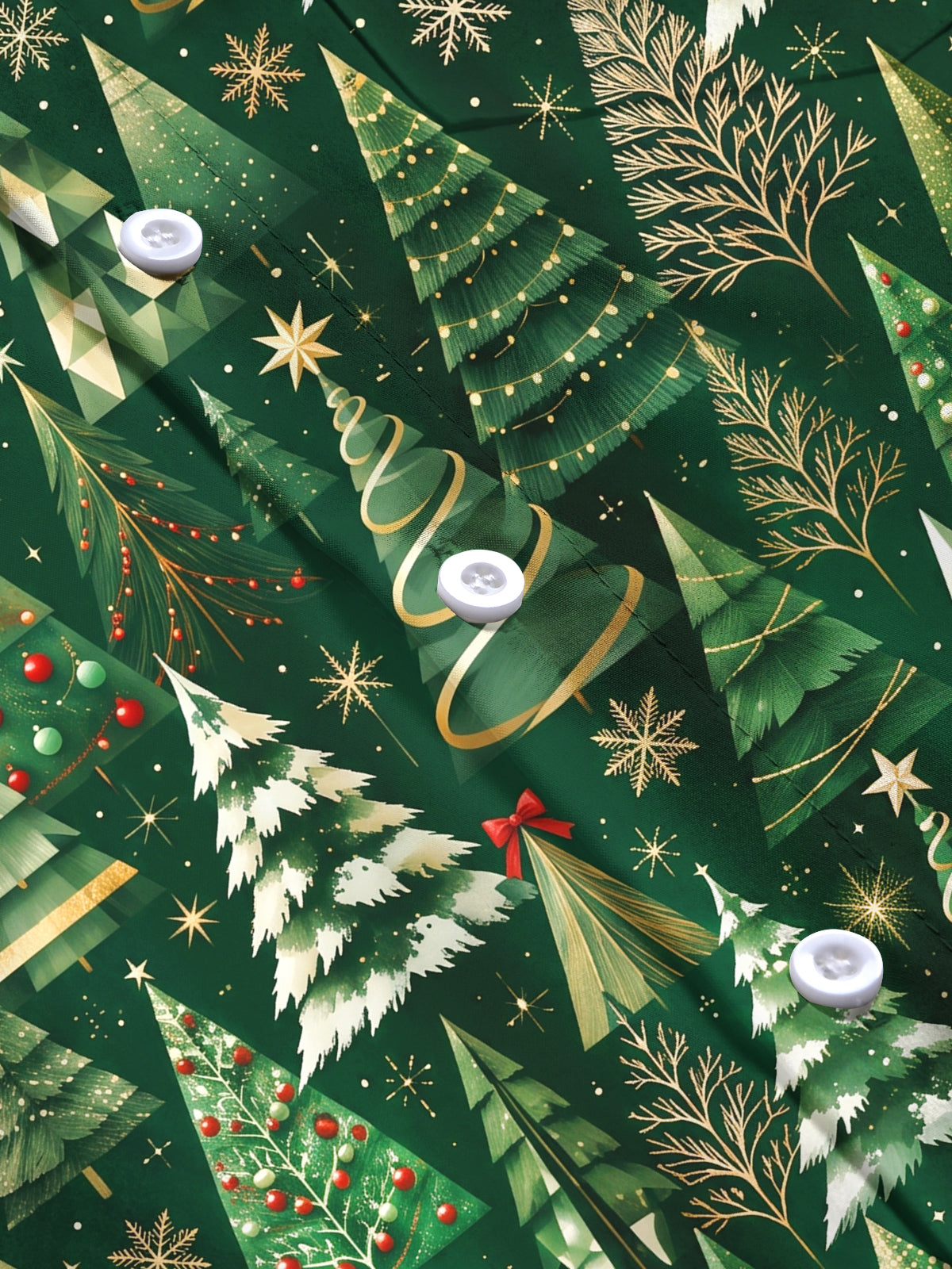 Oceanlyte Men's Printed Christmas Trees And Ornaments Print Long Sleeve Shirt with Chest Pocket