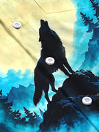 Oceanlyte Men's Printed Howling Wolf And Full Moon Print Long Sleeve Shirt with Chest Pocket