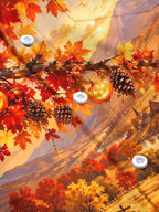 Oceanlyte Men's Long Sleeve Shirt - Halloween Autumn Landscape With Jack-o-lanterns And Pinecones Print with Chest Pocket