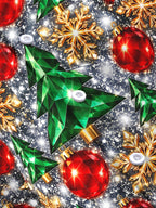 Oceanlyte Men's Printed Christmas Trees And Ornaments Print Long Sleeve Shirt with Chest Pocket