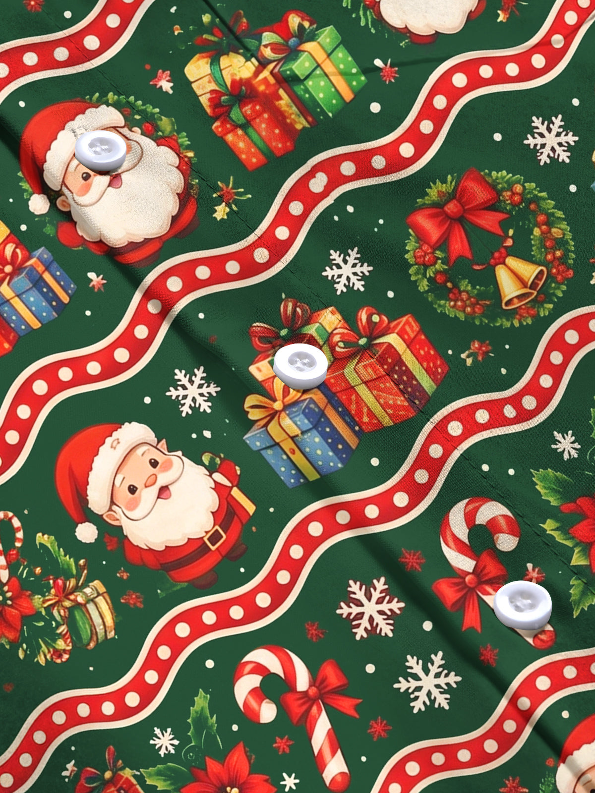 Oceanlyte Men's Printed Santa Claus And Christmas Gifts Print Long Sleeve Shirt with Chest Pocket