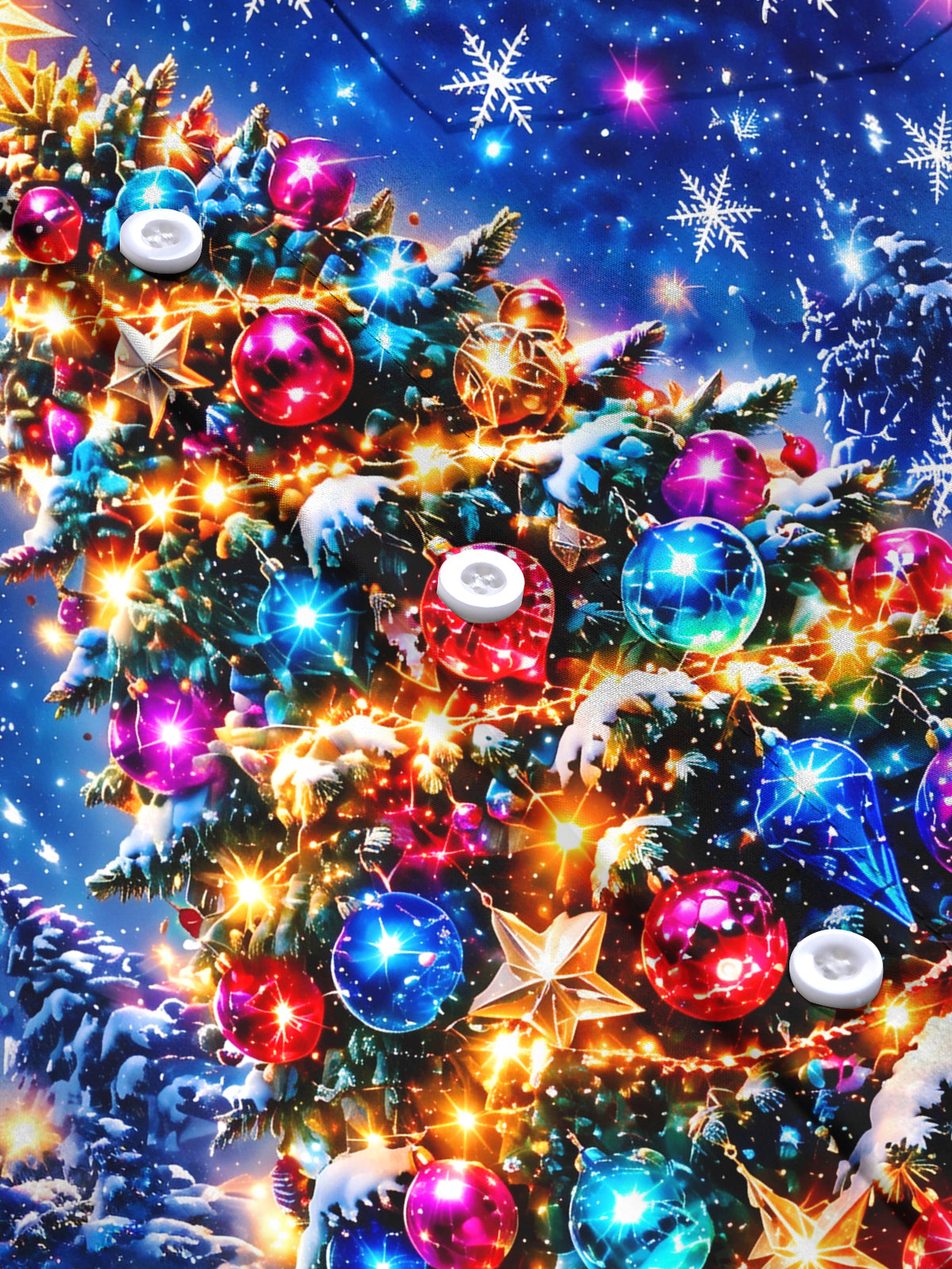 Oceanlyte Men's Christmas Tree With Ornaments And Gifts Print Long Sleeve Shirt with Chest Pocket