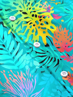Oceanlyte Men's Hawaiian Tropical Leaves And Flowers Print Long Sleeve Shirt with Chest Pocket
