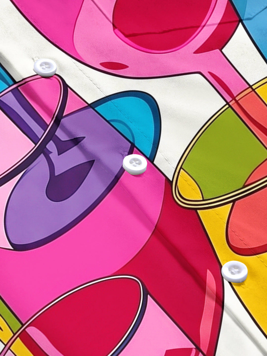 Oceanlyte Men's Graphic Colorful Wine Glasses Print Short Sleeve Shirt with Chest Pocket