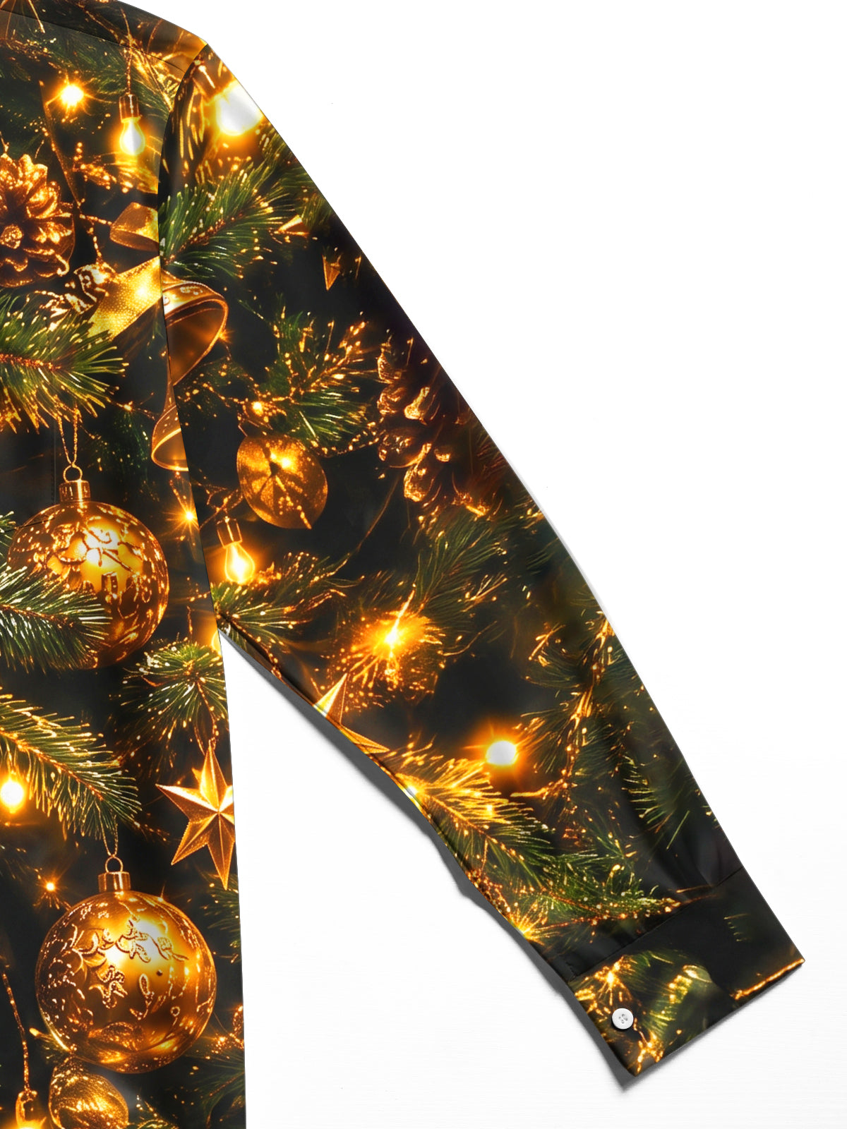 Oceanlyte Men's Christmas Pine Bells And Ornaments Print Long Sleeve Shirt with Chest Pocket