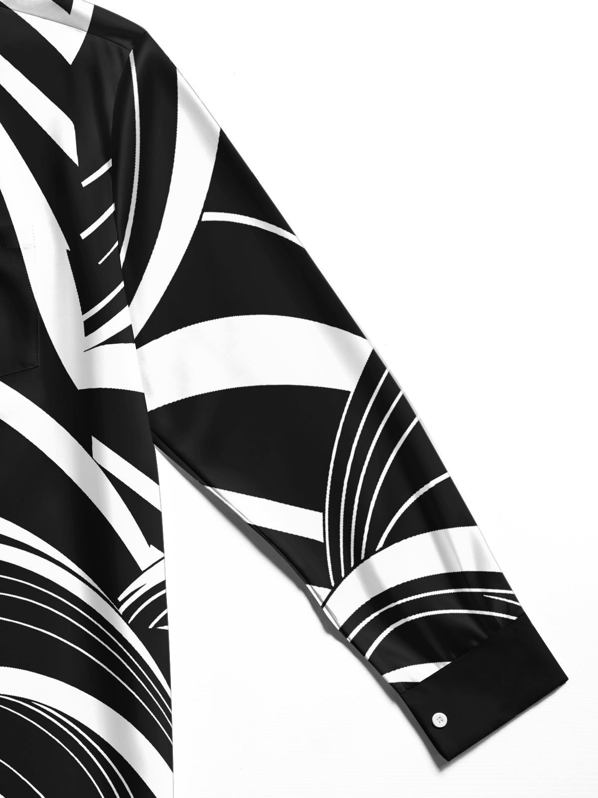 Oceanlyte Men's Abstract Geometric Curved Lines Print Long Sleeve Shirt with Chest Pocket