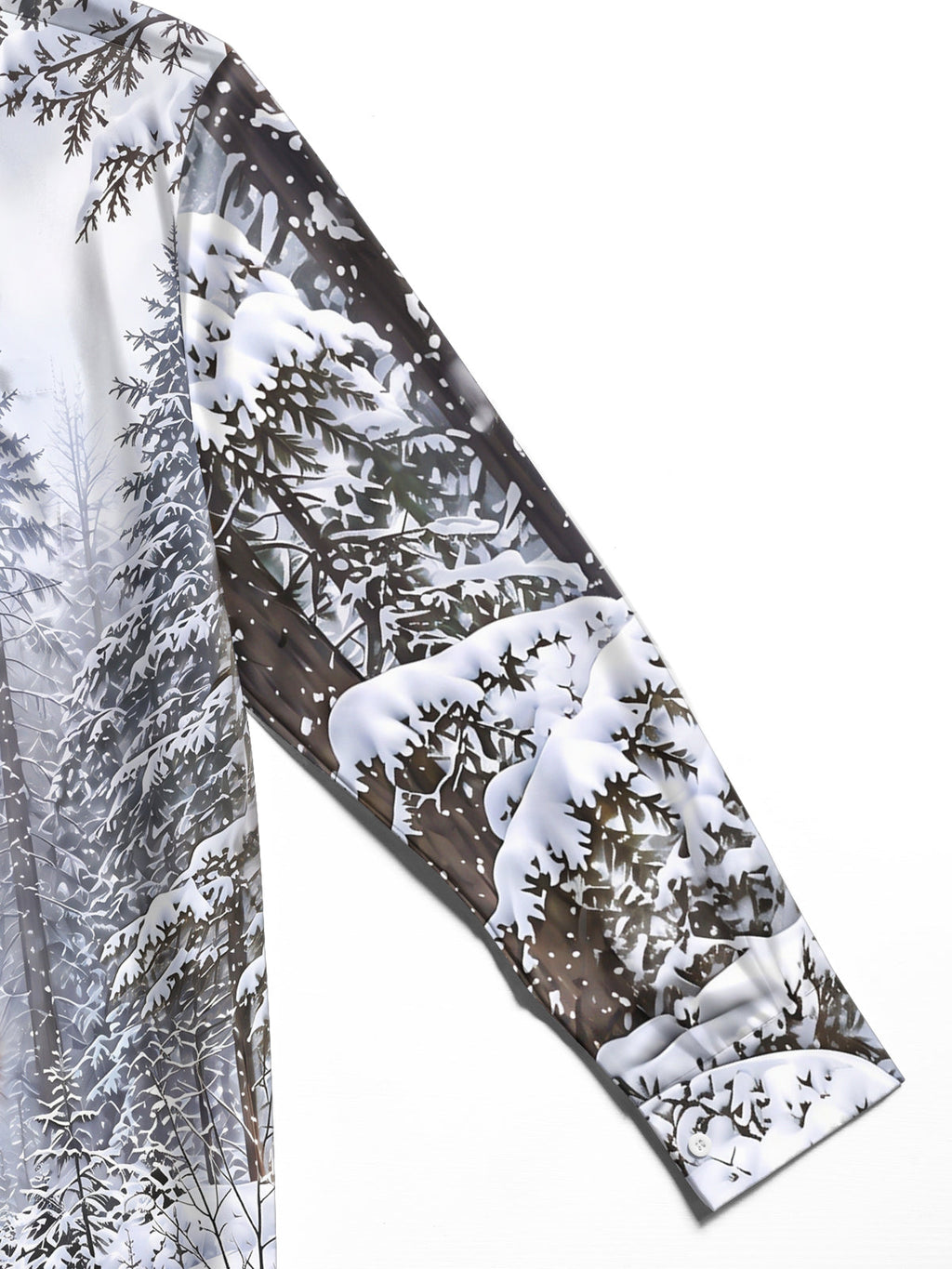 Oceanlyte Men's Printed Wolf In Snowy Forest Print Long Sleeve Shirt with Chest Pocket