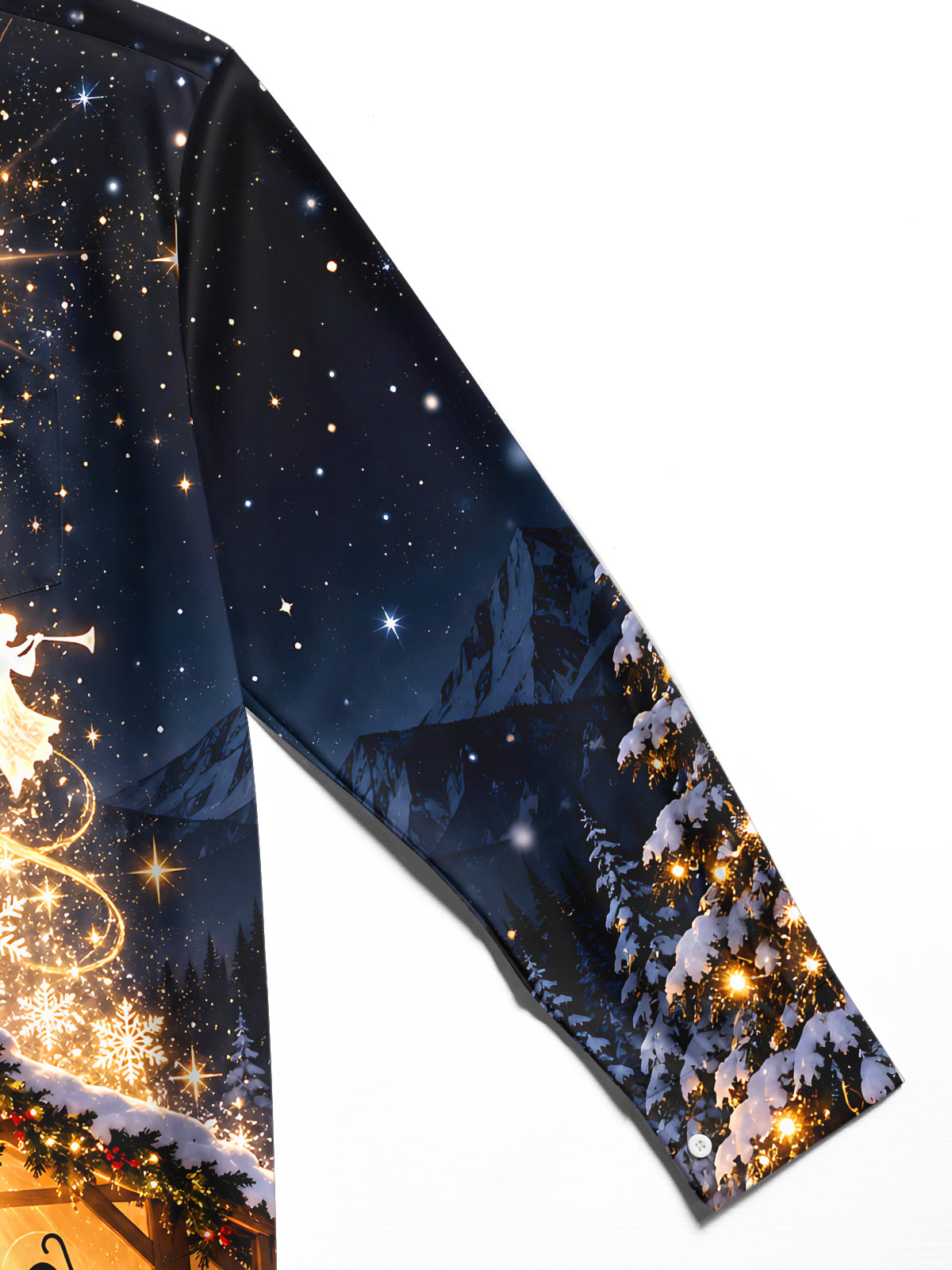 Oceanlyte Men's Printed Nativity Scene Print Long Sleeve Shirt with Chest Pocket