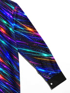 Oceanlyte Men's Striped Neon Geometric Lines Print Long Sleeve Shirt with Chest Pocket