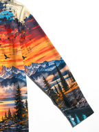 Oceanlyte Men's Graphic Mountain Sunset Landscape Print Long Sleeve Shirt with Chest Pocket