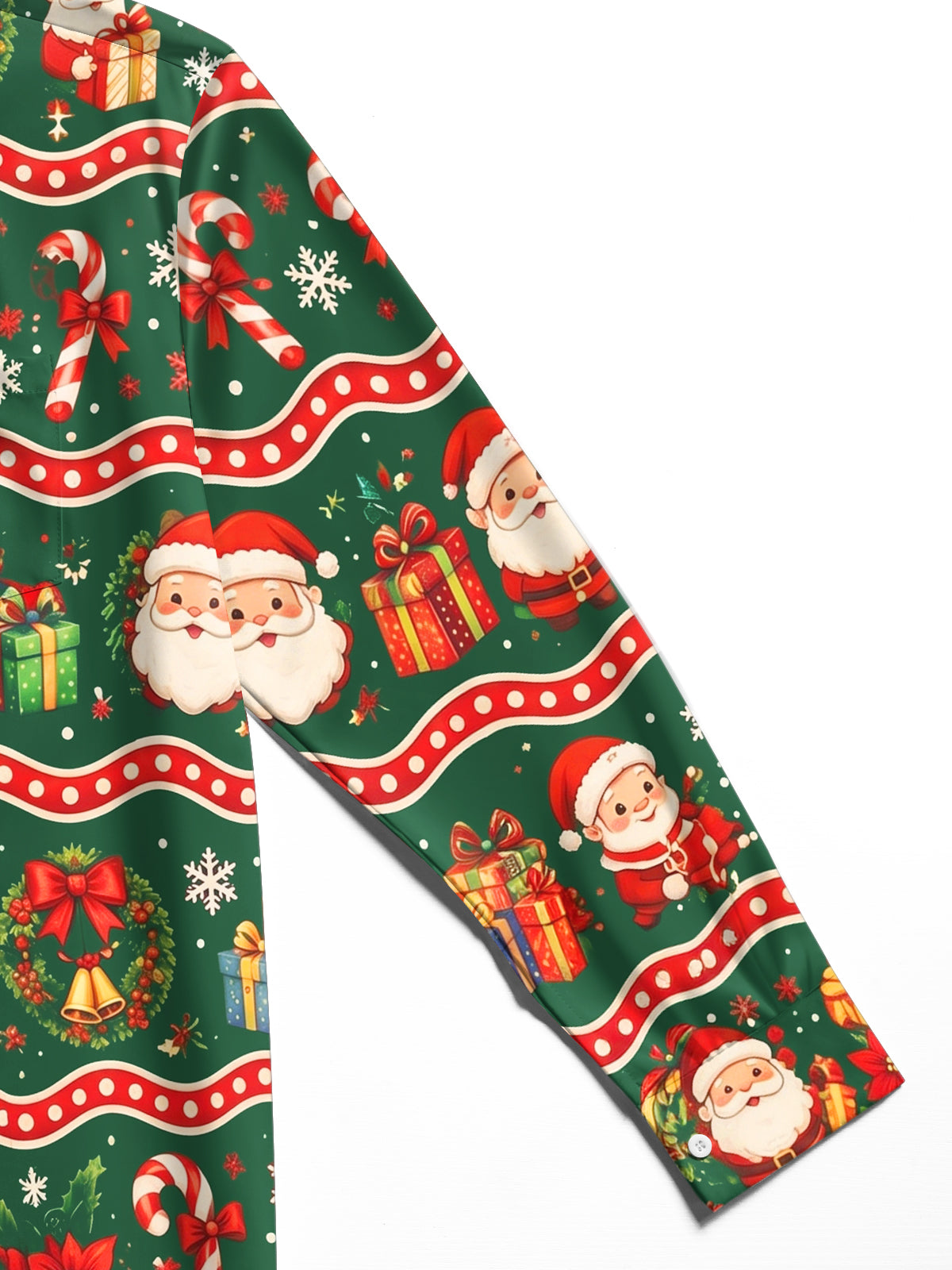Oceanlyte Men's Printed Santa Claus And Christmas Gifts Print Long Sleeve Shirt with Chest Pocket