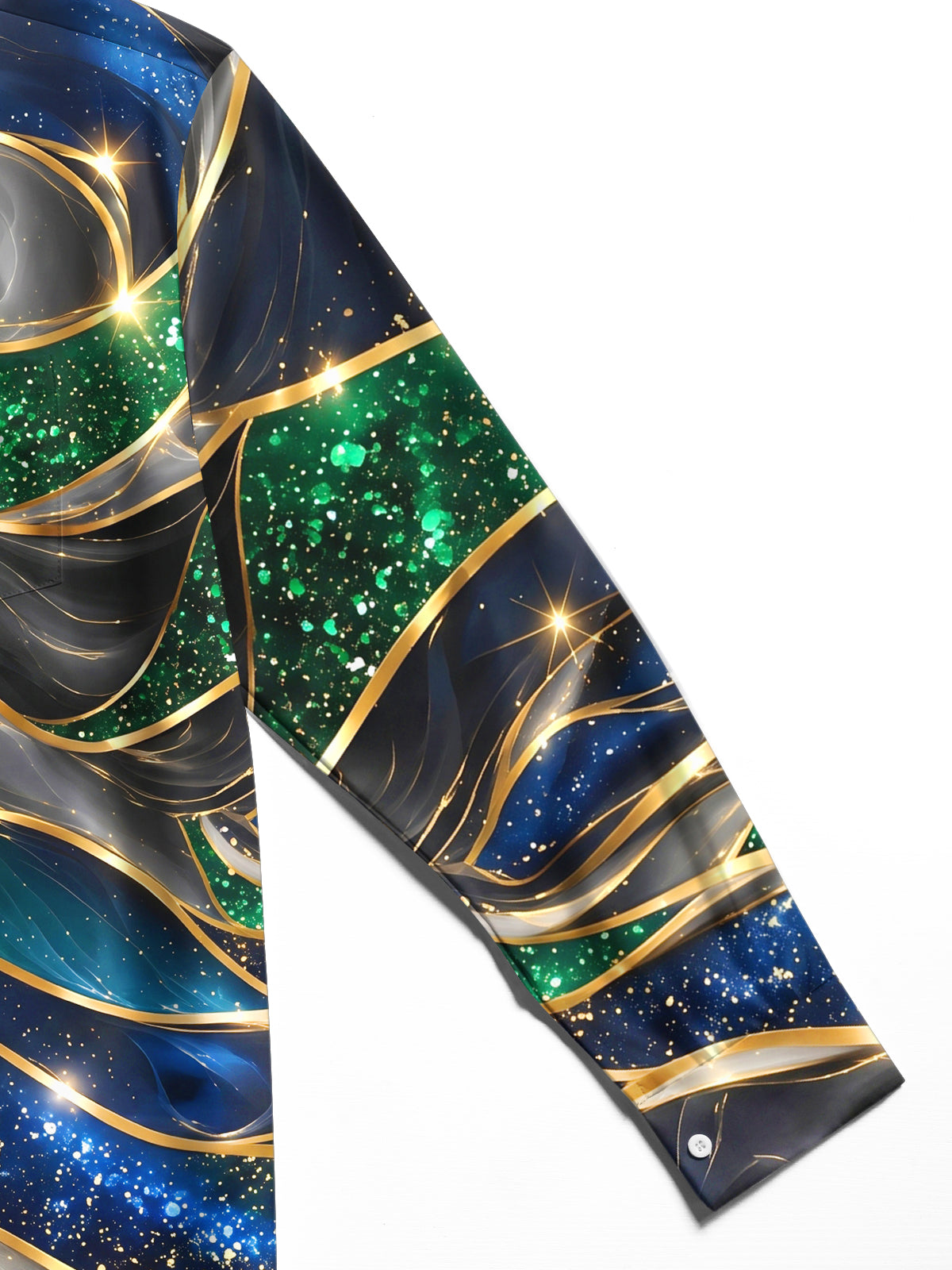 Oceanlyte Men's Abstract Wavy Lines And Sparkles Print Long Sleeve Shirt with Chest Pocket