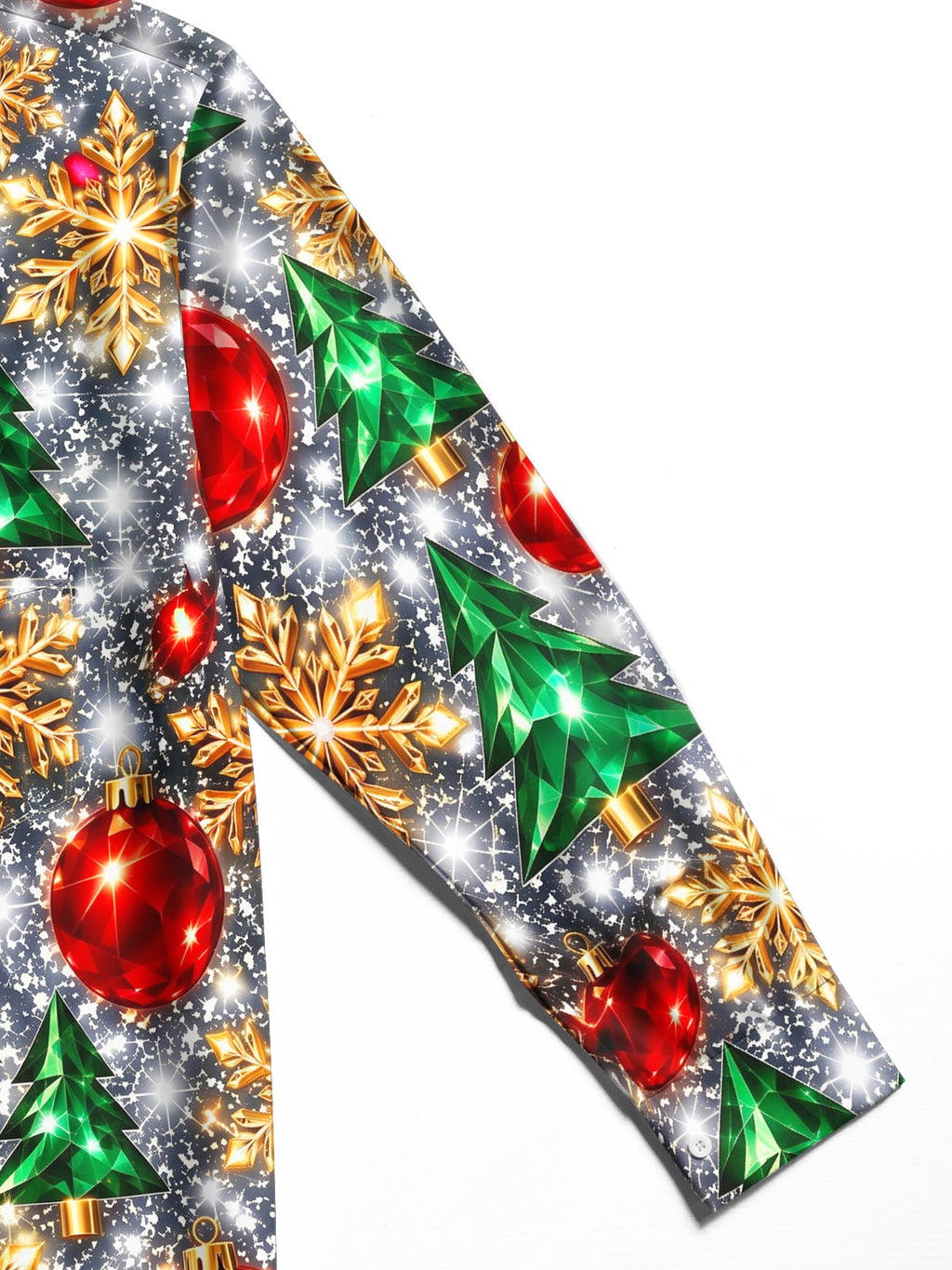 Oceanlyte Men's Printed Christmas Trees And Ornaments Print Long Sleeve Shirt with Chest Pocket