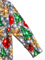 Oceanlyte Men's Printed Christmas Trees And Ornaments Print Long Sleeve Shirt with Chest Pocket