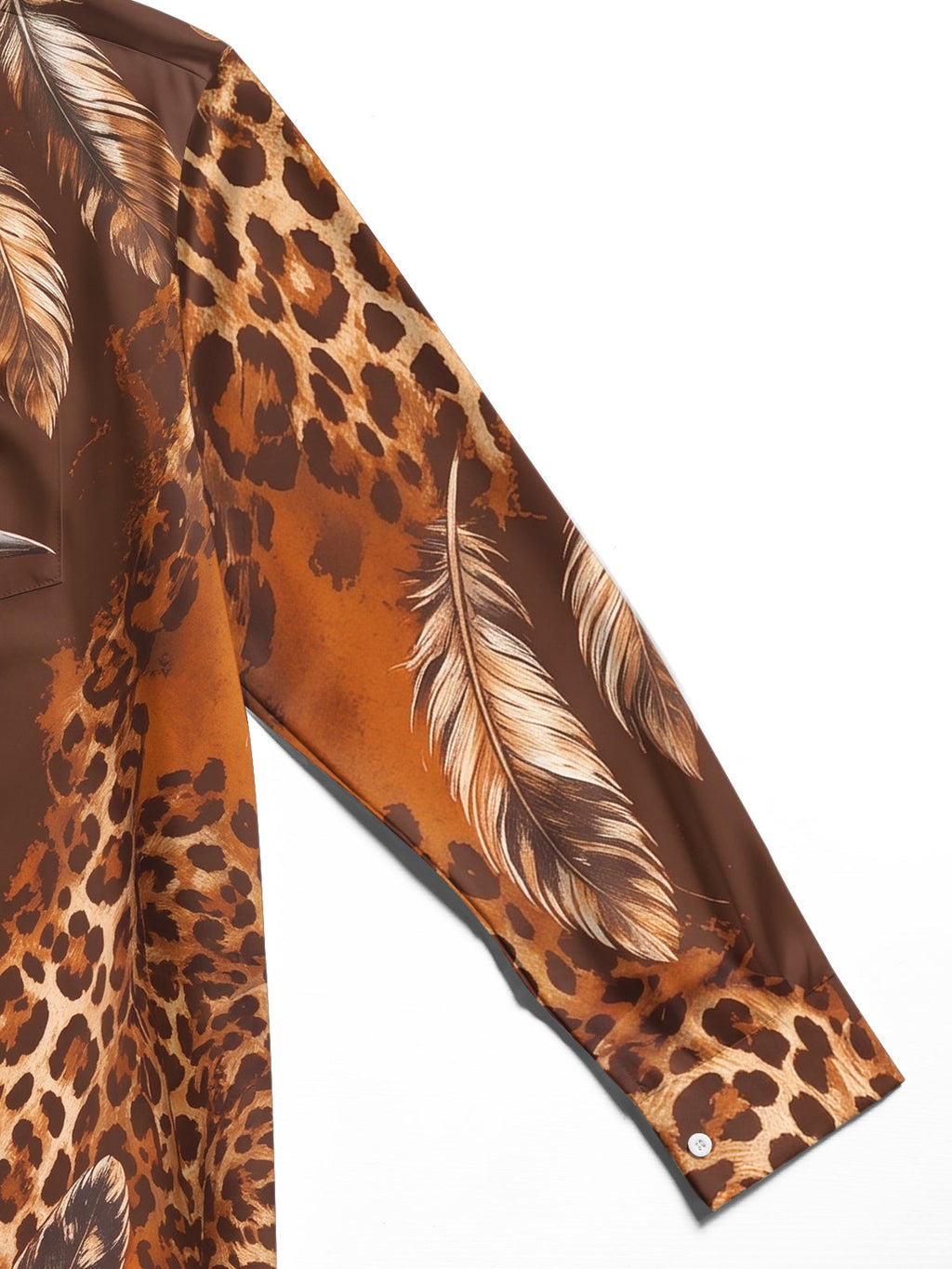 Oceanlyte Men's Printed Bird And Leopard Print Long Sleeve Shirt with Chest Pocket