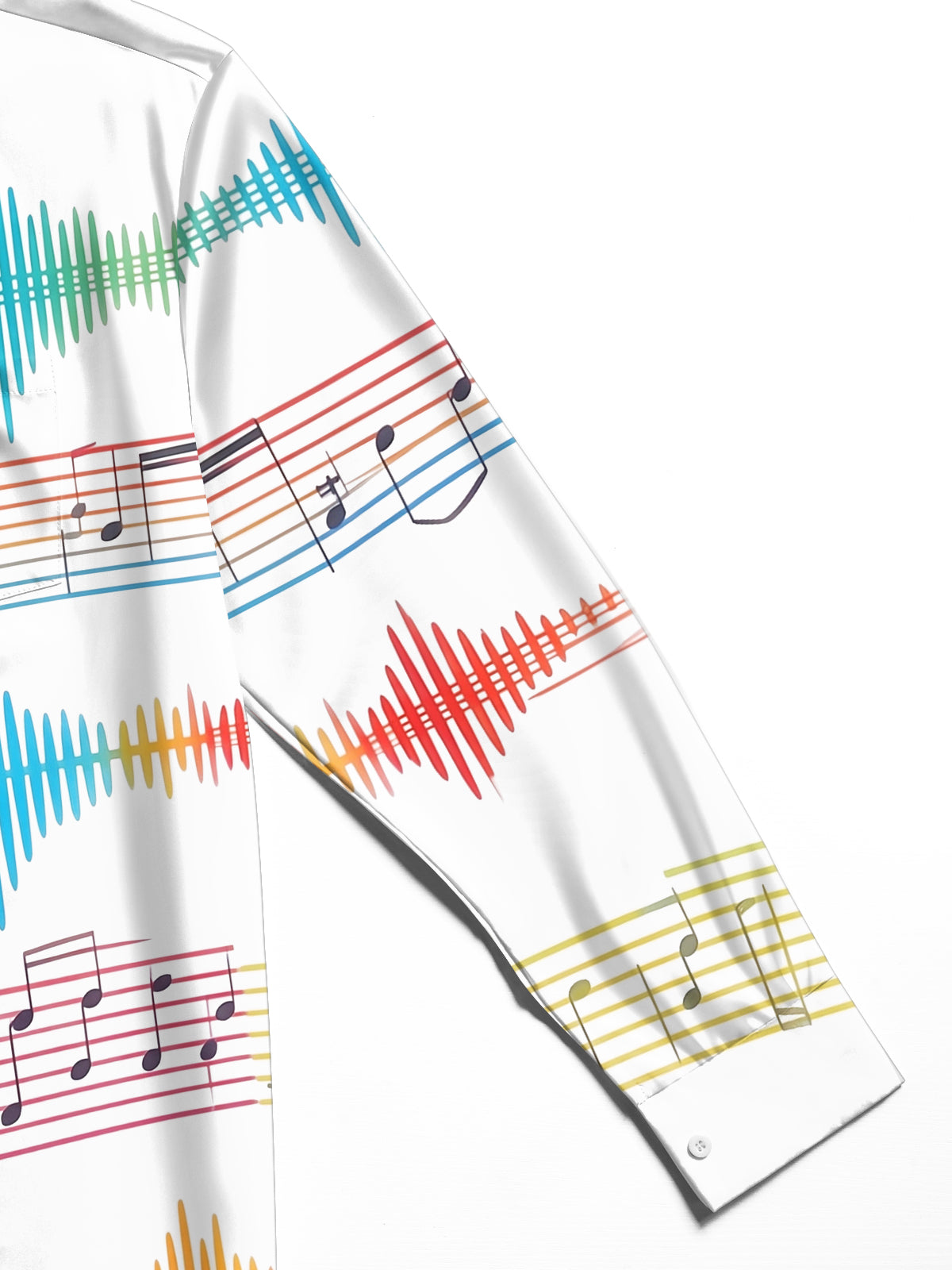 Oceanlyte Men's Graphic Colorful Music Notes Print Long Sleeve Shirt with Chest Pocket