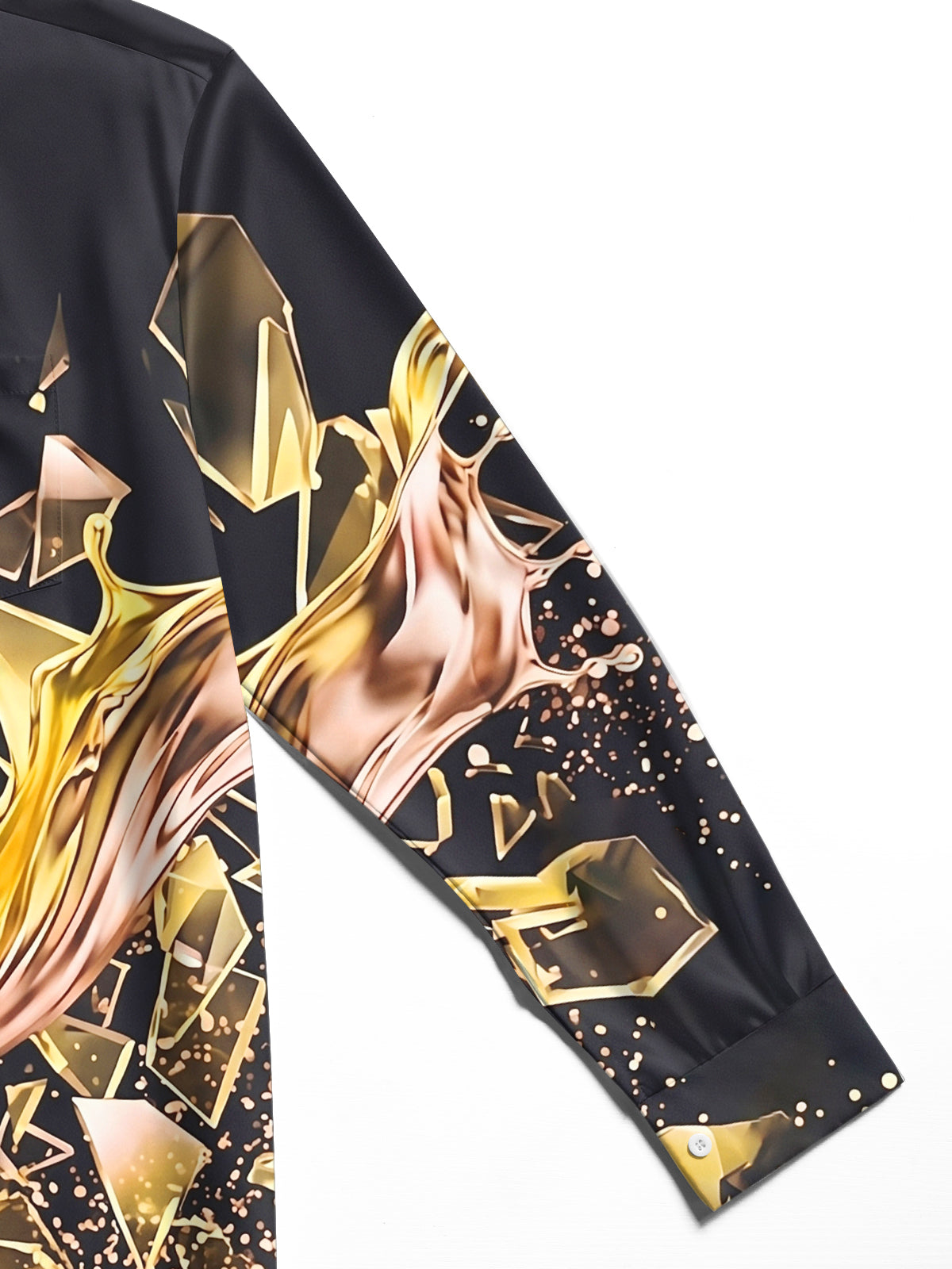 Oceanlyte Men's 3D 3D Gold Liquid Splash Print Long Sleeve Shirt with Chest Pocket
