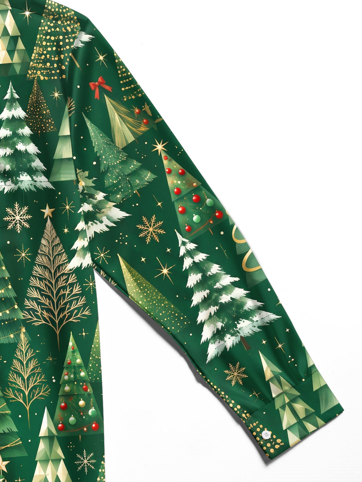 Oceanlyte Men's Printed Christmas Trees And Ornaments Print Long Sleeve Shirt with Chest Pocket